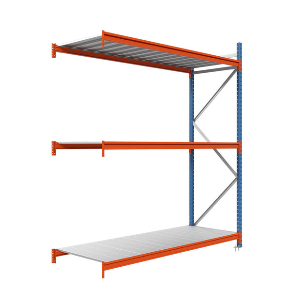 Módulo adicional para estantería picking con estantes metálicos 200x240x100cm 3 niveles Azul-naranja