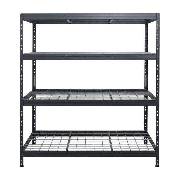 Schwerlastregal BULLRACK RIVET PRO, 200x150x60cm, Stahlgitterboden, 4 Böden, anthrazitgrau