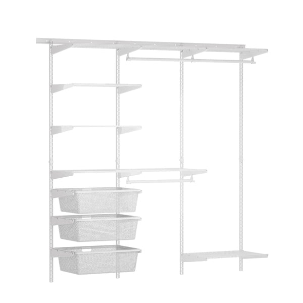 Offenes Schranksystem 200x180x40cm, weiß, mit Wandleisten