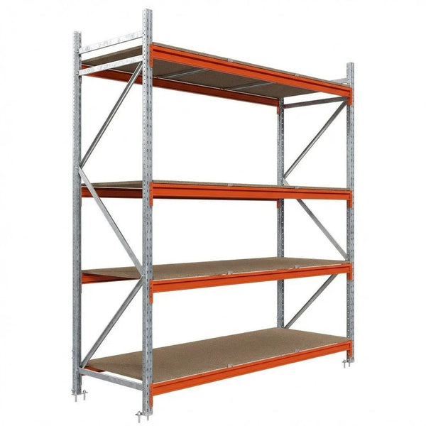 Weitspannregal - Grundregal mit Spanplatte - 300x240x80 - 4 Böden
