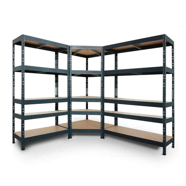 Graues Metallregal Garage45 mit 5 Regalböden und 1 Verstärkung, 120x90 cm