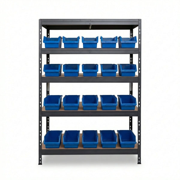 Kék 5 szintes Ergobox4 fém polc 120x45 cm szegecsekkel
