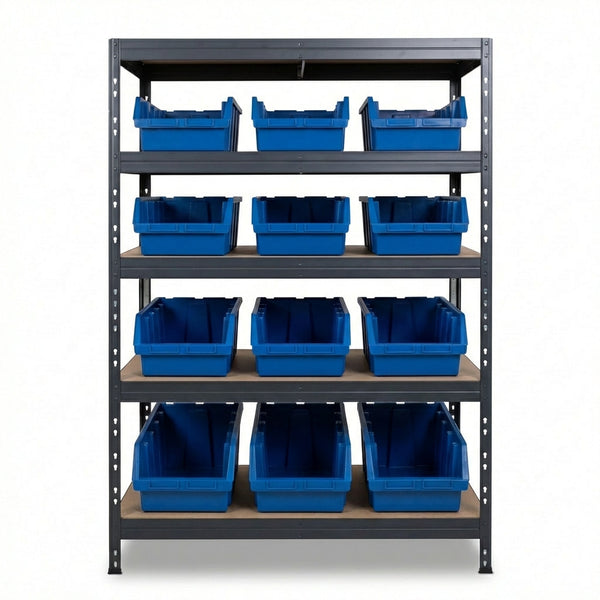 Kék 5 szintes Ergobox5 fém polc 120x45 cm szegecsekkel