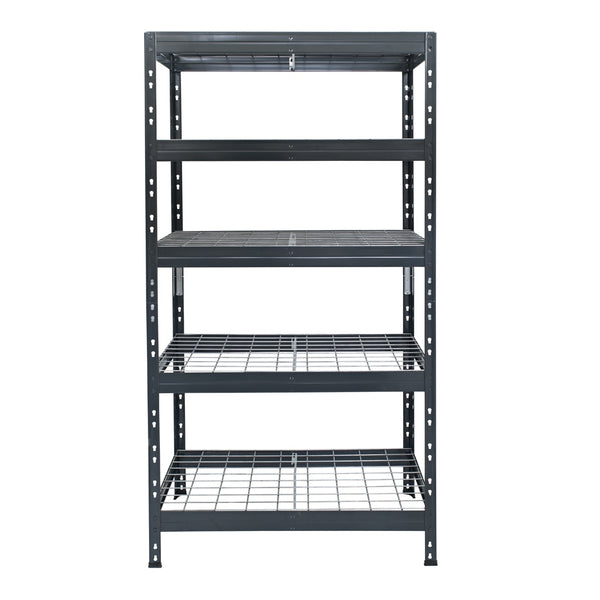 Estantería metálica sin tornillos RIVET PRO con niveles de malla metálica 252x90x45cm 5 niveles gris