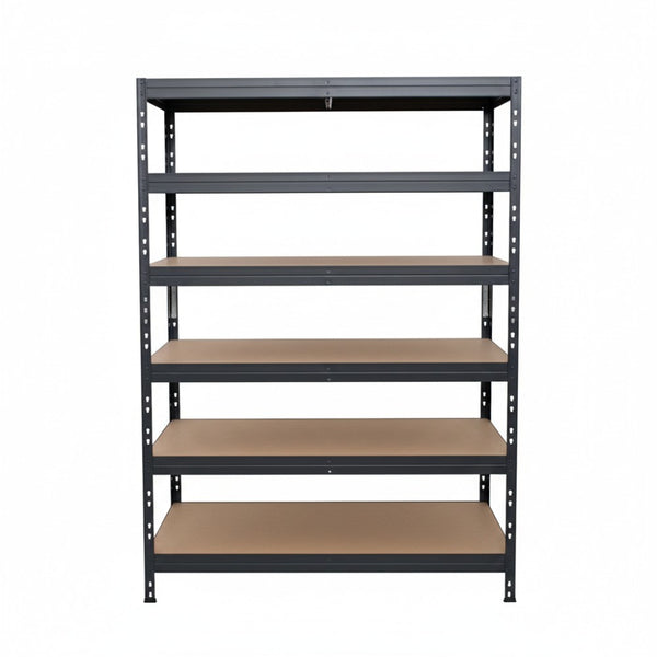 Šedý kovový regál Rivet DTD 252x120x45 cm so šiestimi policami pre efektívne uskladnenie
