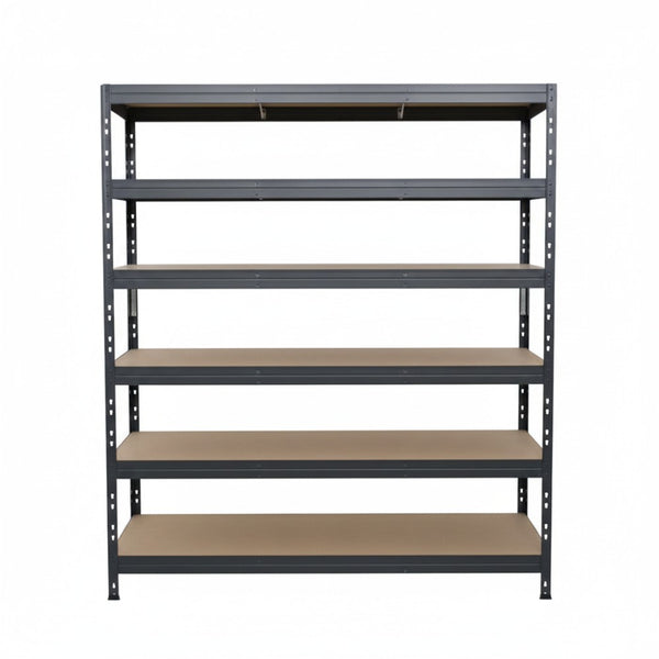 Šedý kovový regál 252x150x60 cm so 6 policami, pevný a funkčný