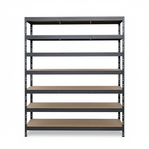 Šedý kovový regál 252x150x60 cm so 7 policami, robustný a priestranný