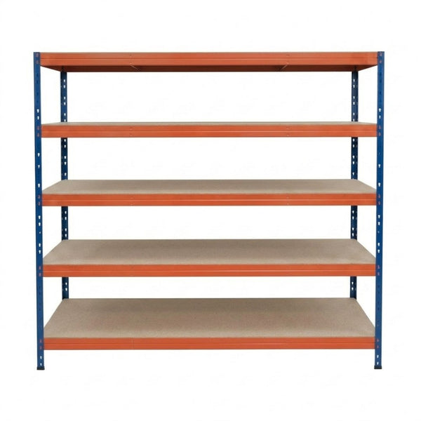 Kék-narancs fém polc Rivet DTD 252x180x45 cm, 5 szinttel