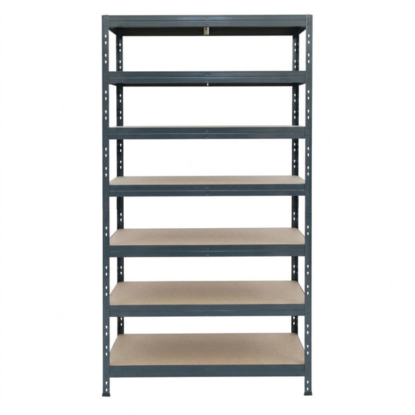 Estantería metálica sin tornillos RIVET PRO con tablero aglomerado 252x90x45cm 7 niveles gris