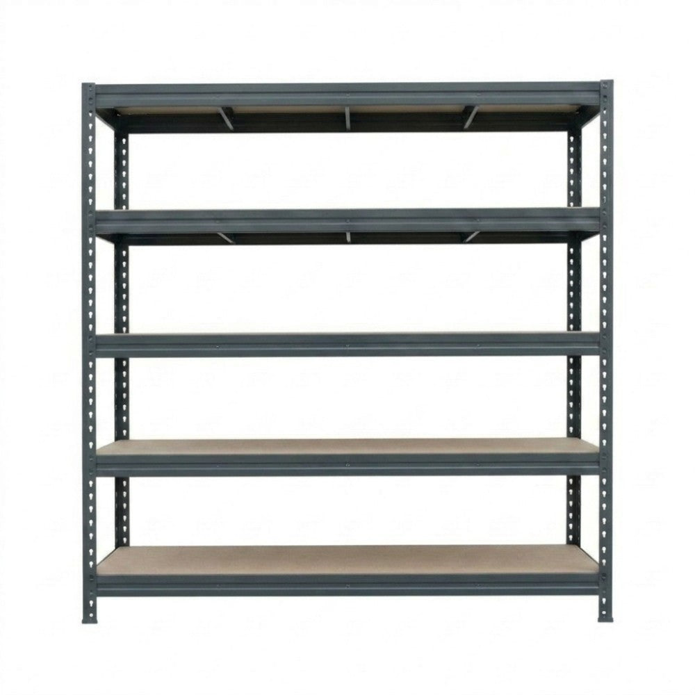 Antracitový kovový regál BULLRACK RIVET 180x60 cm s piatimi úrovňami na skladovanie