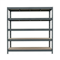 Antracitový kovový regál BULLRACK RIVET 180x60 cm s piatimi úrovňami na skladovanie