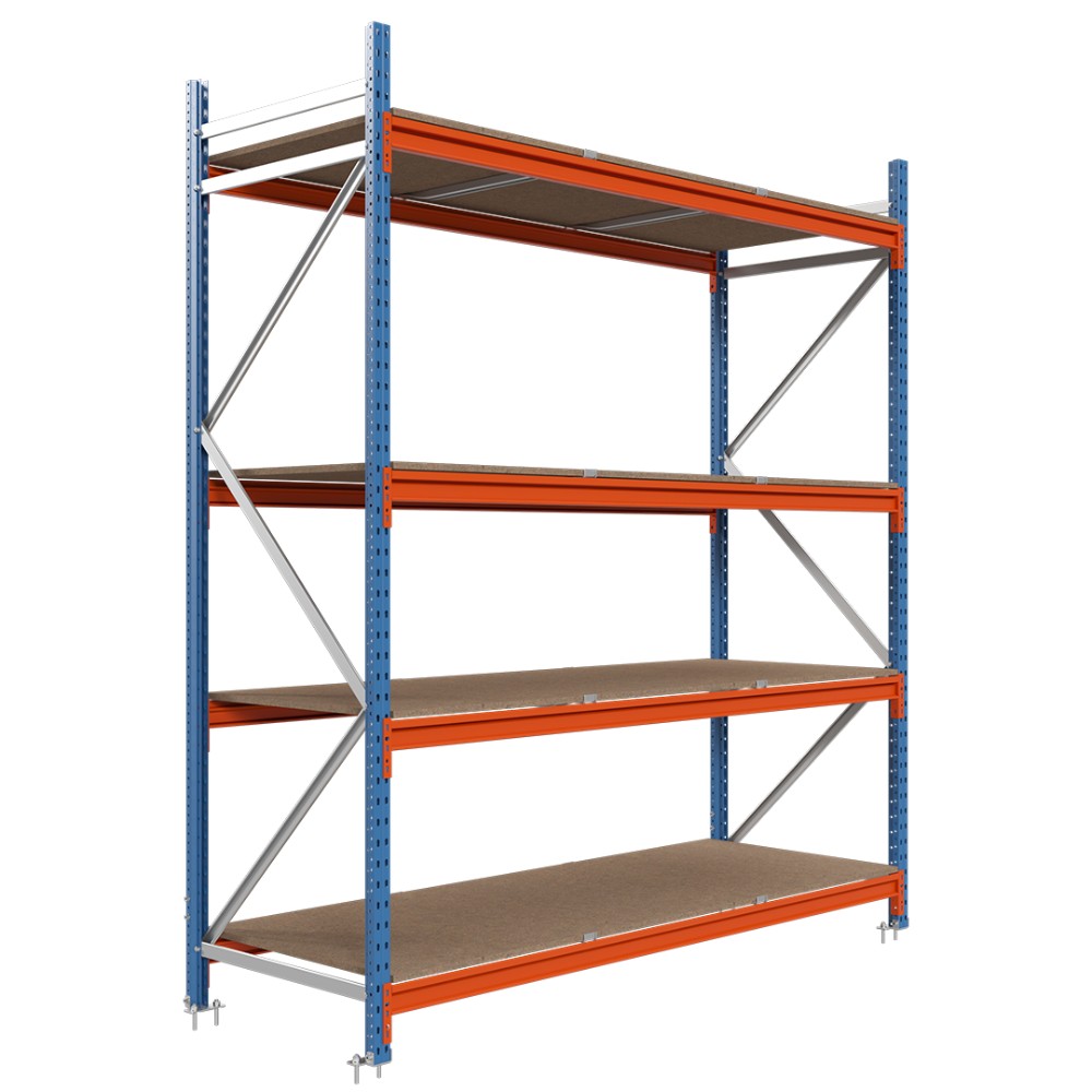 Estantería picking con tablero aglomerado 200x185x80cm 4 niveles Azul-naranja