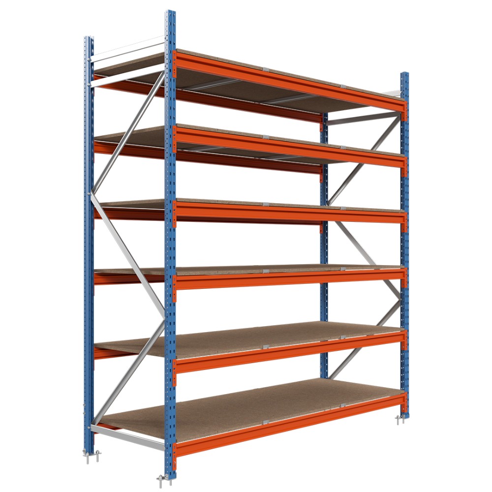 Estantería picking con tablero aglomerado 200x150x60cm 6 niveles Azul-naranja