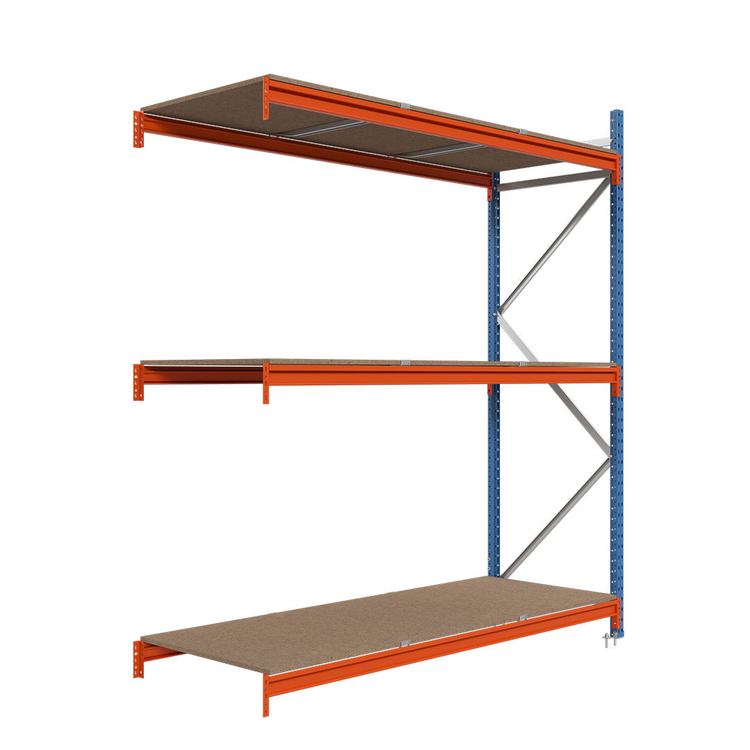 Módulo adicional para estantería picking con tablero aglomerado 200x150x100cm 3 niveles Azul-naranja