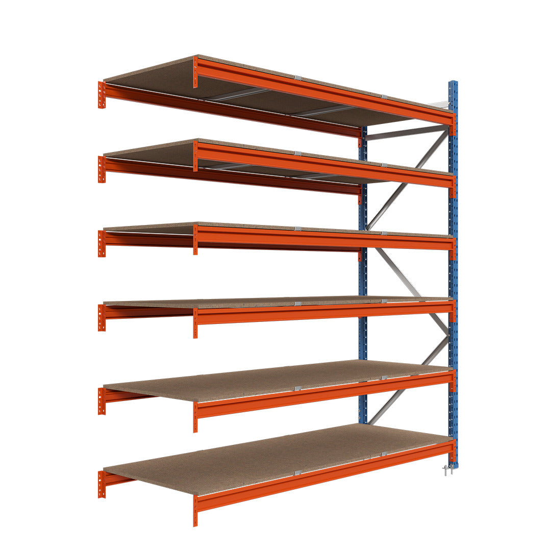 Módulo adicional para estantería picking con tablero aglomerado 200x240x100cm 6 niveles Azul-naranja