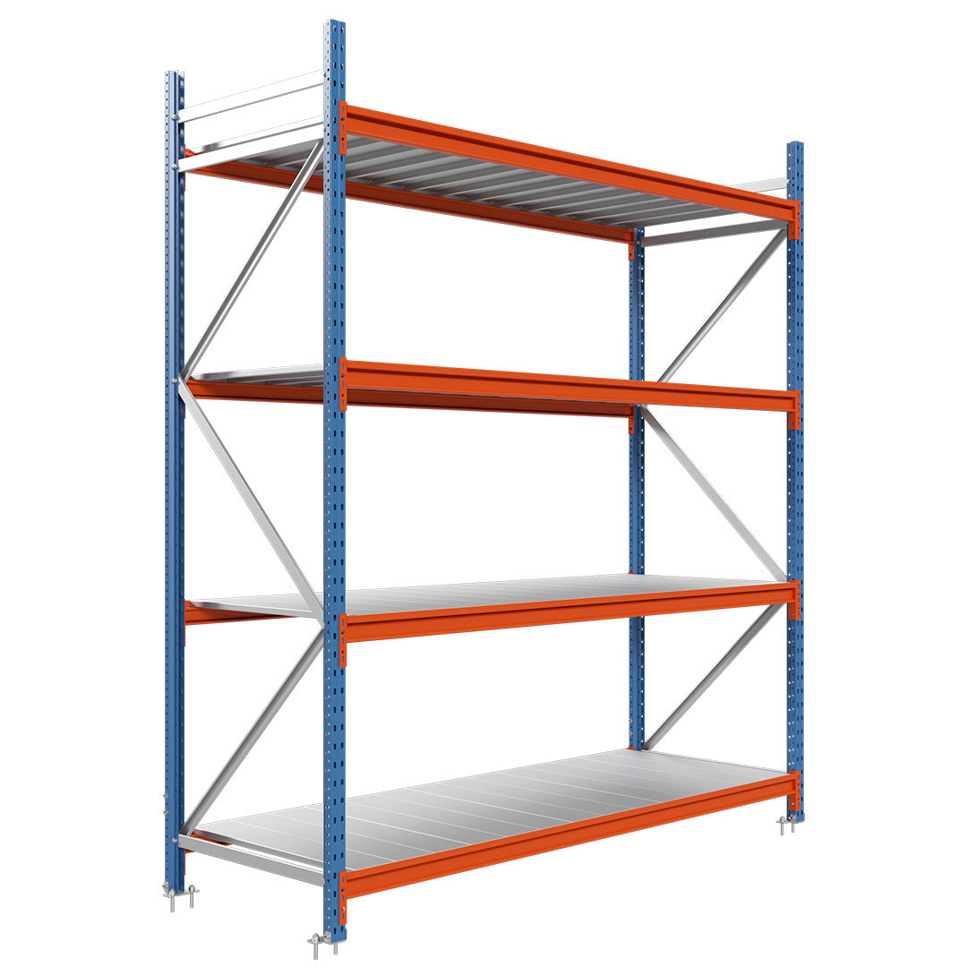 Estantería picking con estantes metálicos 200x225x60cm 4 niveles Azul-naranja