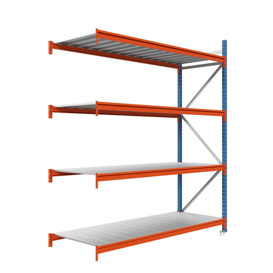 Módulo adicional para estantería picking con estantes metálicos 200x240x100cm 4 niveles Azul-naranja
