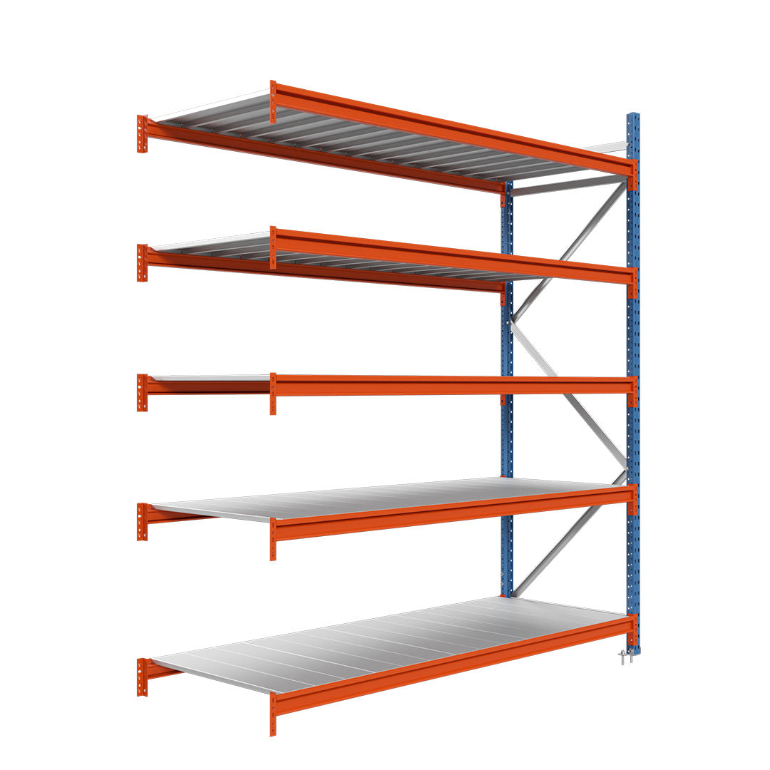 Módulo adicional para estantería picking con estantes metálicos 200x240x100cm 5 niveles Azul-naranja