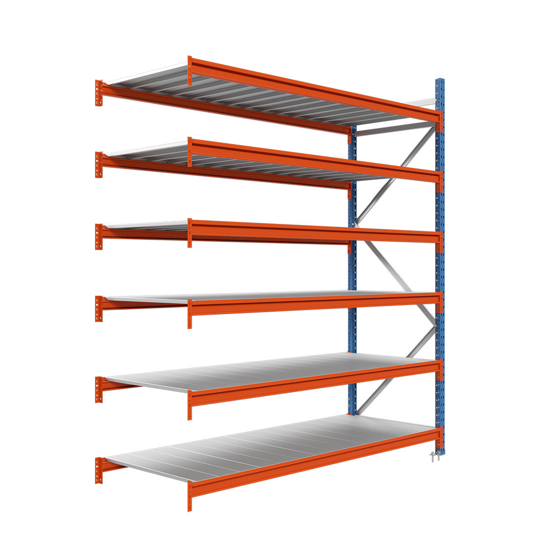 Módulo adicional para estantería picking con estantes metálicos 200x240x60cm 6 niveles Azul-naranja