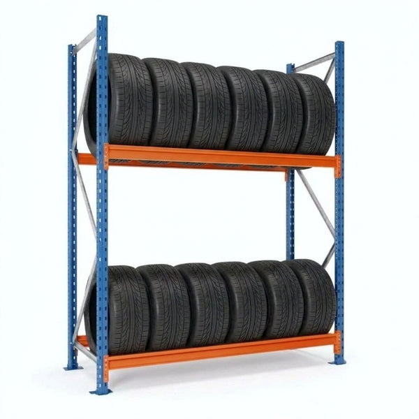 Estantería para neumáticos 200x150x50cm 2 niveles Azul-naranja