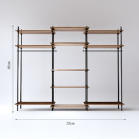 Größenübersicht des DecoSeries Metallregals mit 2 Kleiderschränken und 1 Standard L
