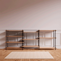 DecoSeries fém polcrendszer 3 alacsony Standard L polccal, dekoratív elrendezésben