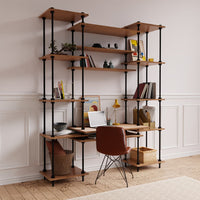 Moderner DecoSeries Schreibtisch mit zwei kleinen Standardregalen und Dekoration