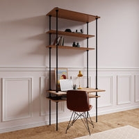 DecoSeries Schreibtisch mit Metallregal in minimalistischem Arbeitszimmer