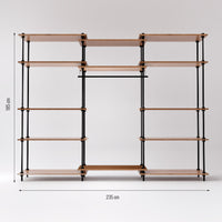Größenübersicht großer Metallkleiderschrank DecoSeries mit zwei StandardL Regalen