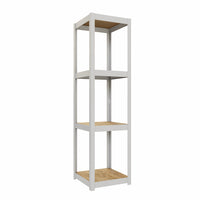 Boční pohled na kovový regál STYLE 40x40 se čtyřmi úrovněmi
