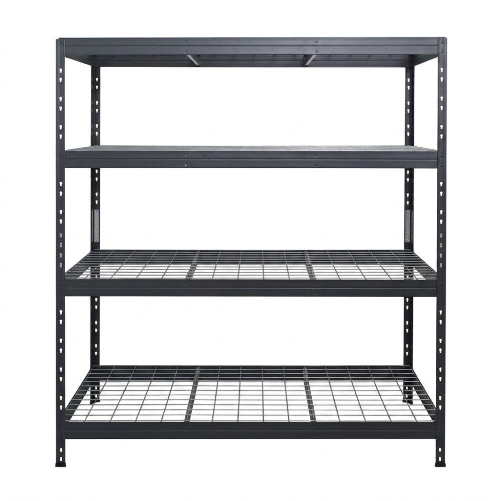 Schwerlastregal BULLRACK RIVET PRO, 200x150x60cm, Stahlgitterboden, 4 Böden, anthrazitgrau