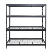 Schwerlastregal BULLRACK RIVET PRO, 200x150x60cm, Stahlgitterboden, 4 Böden, anthrazitgrau