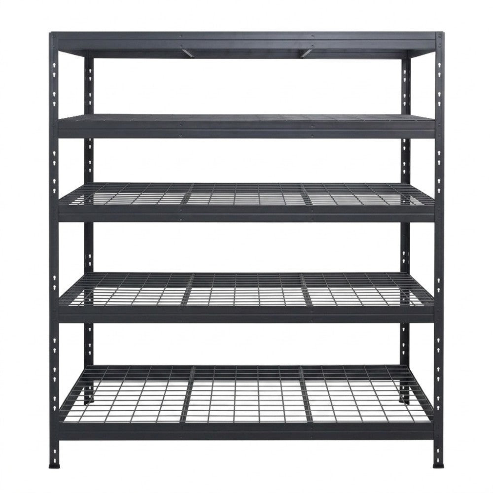 Regały metalowe BULLRACK RIVET PRO 200x150x60 kratka stalowa 5 poziomów antracytowy szary