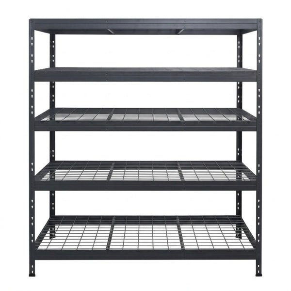 Schwerlastregal BULLRACK RIVET PRO, 200x180x60cm, Stahlgitterboden, 5 Böden, anthrazitgrau