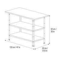Rysunek techniczny regału garażowego 92x120x60 cm
