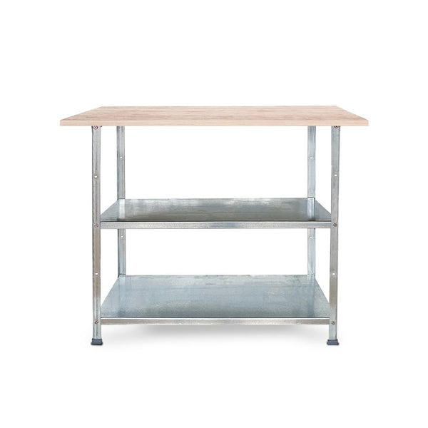 Verzinkte Metall-Werkbank 92x120x60 cm, Frontansicht