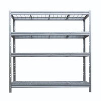 Schwerlastregal BULLRACK RIVET PRO, 200x200x60cm, Stahlgitterboden, 4 Böden, verzinkt
