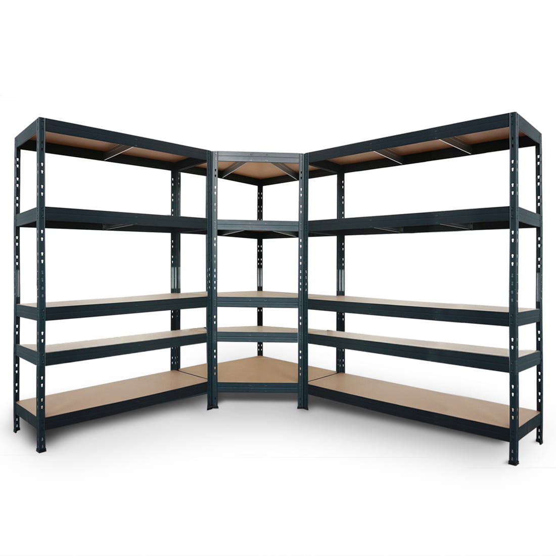 Šedý kovový regál Garage45 se 5 policemi a 1 výztuhou, 120x150 cm