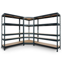 Šedý kovový regál Garage45 se 5 policemi a 1 výztuhou, 120x150 cm
