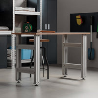 Verzinkte Werkbank ProSeries in Garage mit Metallregalen