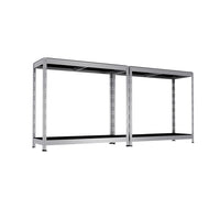 Metallregal Outdoor 4 Ebenen 100x40 cm Seitenansicht mit Werkbank