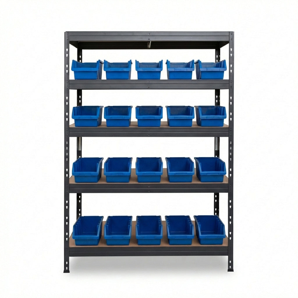 Kék 5 szintes Ergobox4 fém polc 120x45 cm szegecsekkel