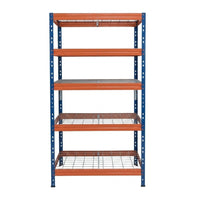 Modro-oranžový kovový regál Rivet DRM 252x90x45 cm s piatimi policami na skladovanie