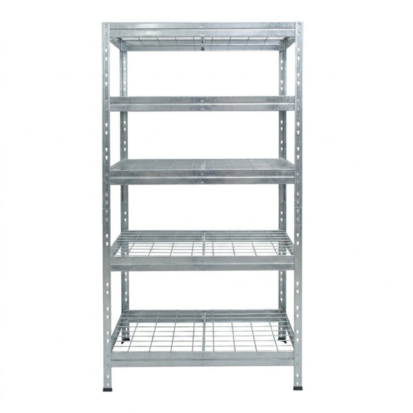 Estantería metálica sin tornillos RIVET PRO con niveles de malla metálica 252x90x45cm 5 niveles galvanizado