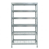 Estantería metálica sin tornillos RIVET PRO con niveles de malla metálica 252x90x60cm 6 niveles galvanizado