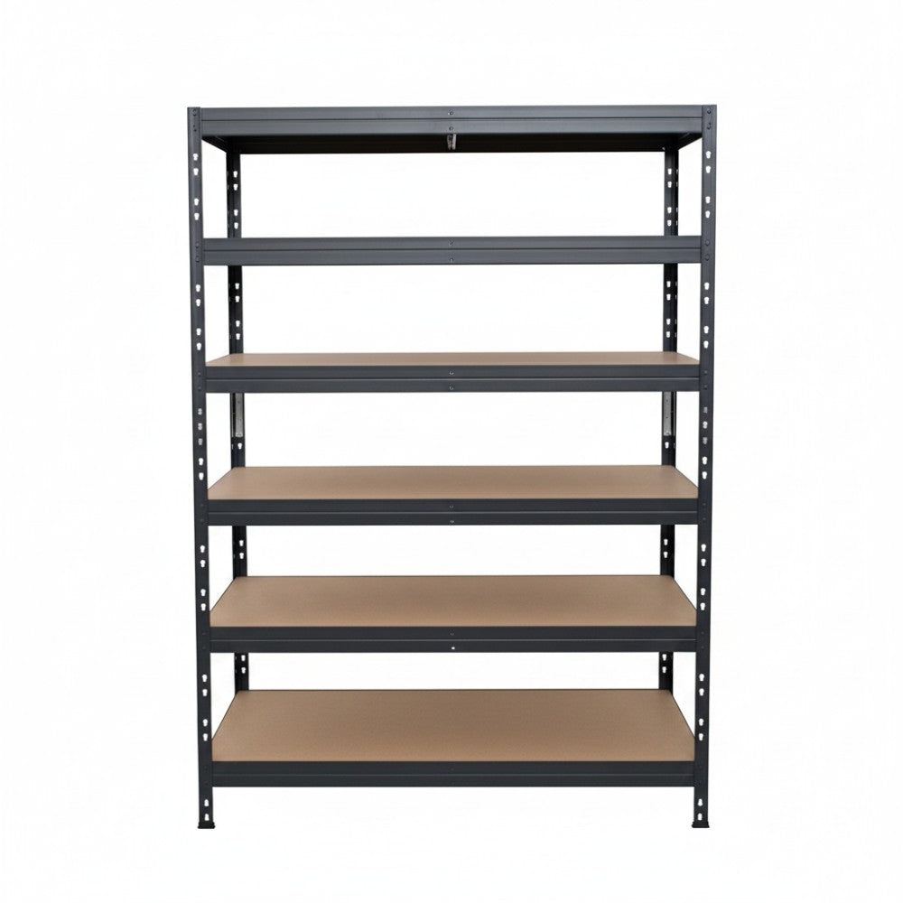 Estantería metálica sin tornillos RIVET PRO con tablero aglomerado 252x120x60cm 6 niveles gris
