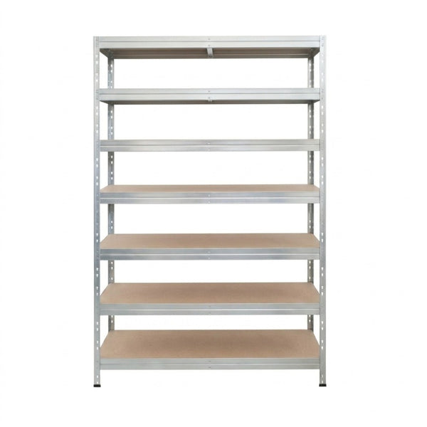 Estantería metálica sin tornillos RIVET PRO con tablero aglomerado 252x120x45cm 7 niveles galvanizado