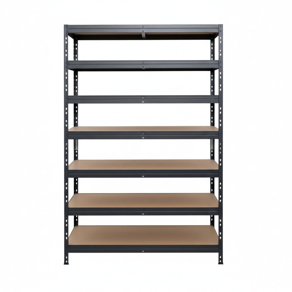 Estantería metálica sin tornillos RIVET PRO con tablero aglomerado 252x120x45cm 7 niveles gris