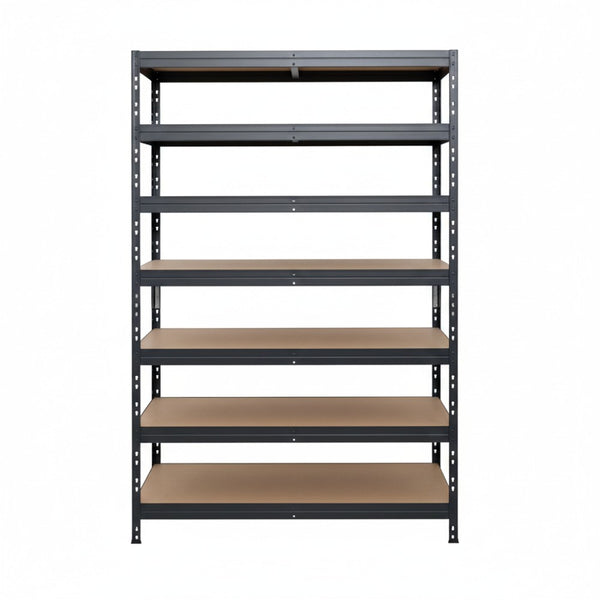 Šedý kovový regál Rivet DTD 252x120x45 cm so siedmimi policami na uskladnenie