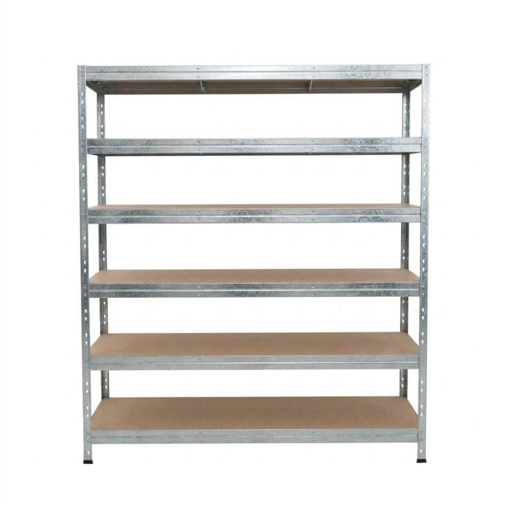 Estantería metálica sin tornillos RIVET PRO con tablero aglomerado 252x150x60cm 6 niveles galvanizado